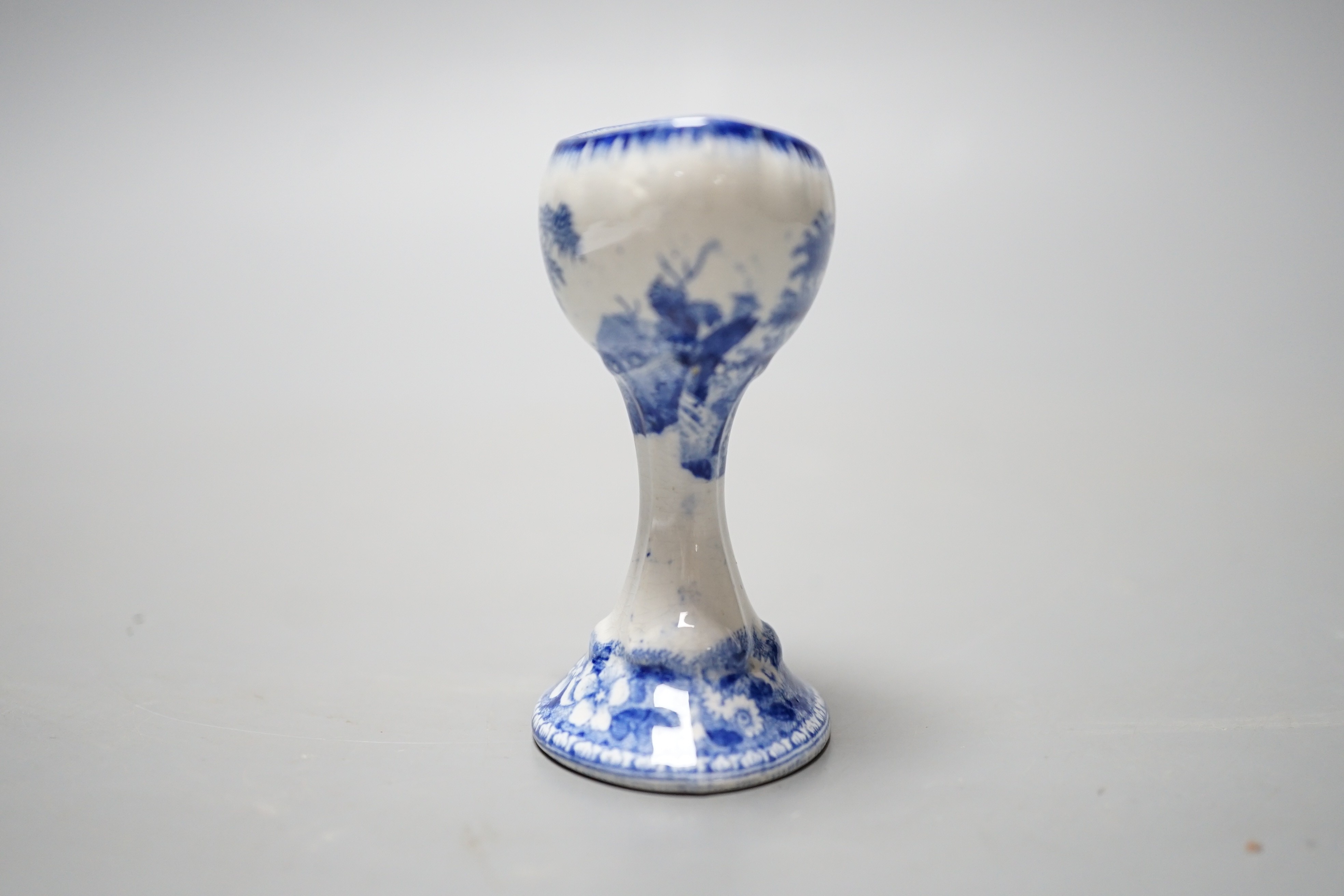 A Spode blue and white transfer printed pottery eye bath, early 19th century 6.9cm high